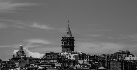 Fototapeta na wymiar black and white galata tower in İstanbul Turkey