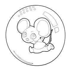 Mouse cartoon illustration isolated on white background for children color book