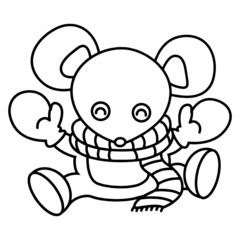 Mouse cartoon illustration isolated on white background for children color book