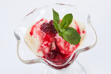 ice cream with berry jam