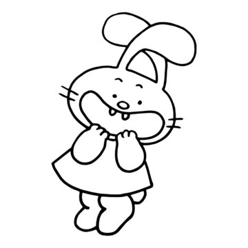 Rabbit cartoon illustration isolated on white background for children color book