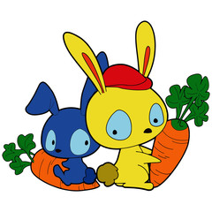 Rabbit cartoon illustration isolated on white background for children color book