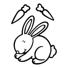 Rabbit cartoon illustration isolated on white background for children color book