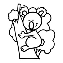 Koala cartoon illustration isolated on white background for children color book