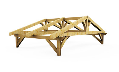 3d illustration of the progress of a roof on a white background