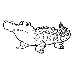 Crocodile cartoon illustration isolated on white background for children color book