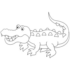 Crocodile cartoon illustration isolated on white background for children color book