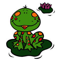 Frog cartoon illustration isolated on white background for children color book