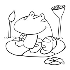 Frog cartoon illustration isolated on white background for children color book