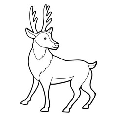 Deer cartoon illustration isolated on white background for children color book