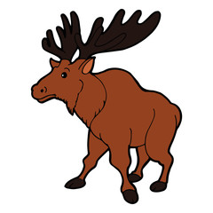 Moose cartoon illustration isolated on white background for children color book