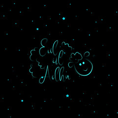 Beautiful greeting card for Eid Mubarak festival with shiny stars with text image.