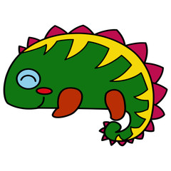 Gecko cartoon illustration isolated on white background for children color book