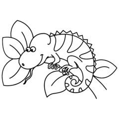 Gecko cartoon illustration isolated on white background for children color book