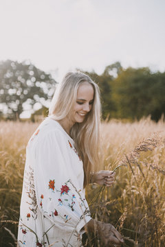 Happy girl in the fields