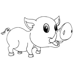 Boar cartoon illustration isolated on white background for children color book