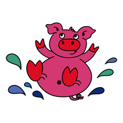 Pig cartoon illustration isolated on white background for children color book