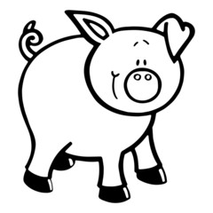 Pig cartoon illustration isolated on white background for children color book