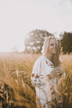 Happy girl in the fields