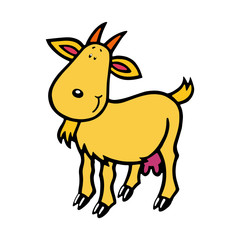 Goat cartoon illustration isolated on white background for children color book