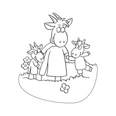 Goat cartoon illustration isolated on white background for children color book
