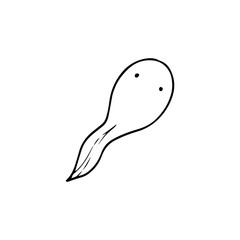 Tadpole cartoon illustration isolated on white background for children color book