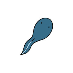 Tadpole cartoon illustration isolated on white background for children color book