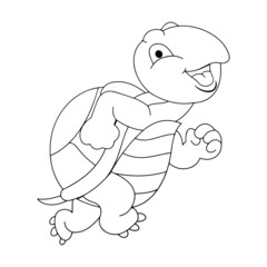 Turtle cartoon illustration isolated on white background for children color book