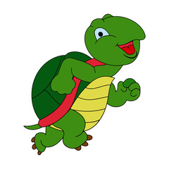 Turtle cartoon illustration isolated on white background for children color book
