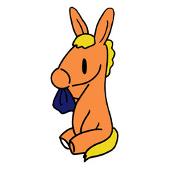 Donkey cartoon illustration isolated on white background for children color book