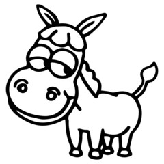 Donkey cartoon illustration isolated on white background for children color book