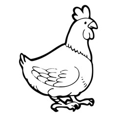 Hen cartoon illustration isolated on white background for children color book