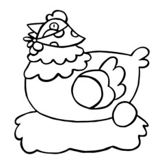 Hen cartoon illustration isolated on white background for children color book