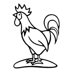 Cock cartoon illustration isolated on white background for children color book