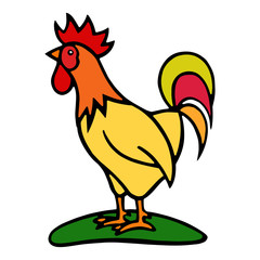 Cock cartoon illustration isolated on white background for children color book