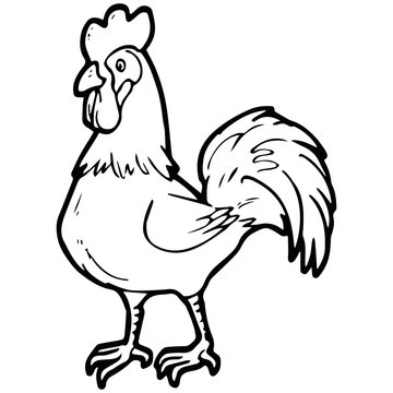 Cock cartoon illustration isolated on white background for children color book