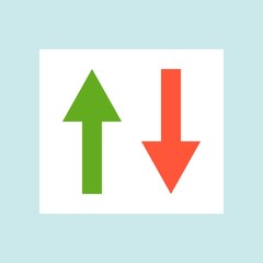 Up and down arrow, change sub player Flat design icon soccer related