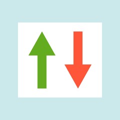 Up and down arrow, change sub player Flat design icon soccer related