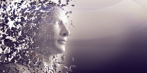 Digital gray pixelated 3d man