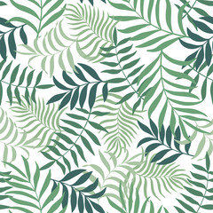 Tropical background with palm leaves. Seamless floral pattern. Summer vector illustration