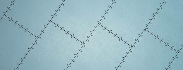 Steel riveted sheets as background. Metal banner. 3D rendering