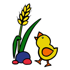 Chicken cartoon illustration isolated on white background for children color book