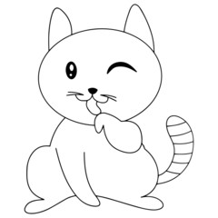 Cat cartoon illustration isolated on white background for children color book
