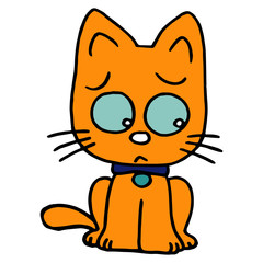 Cat cartoon illustration isolated on white background for children color book