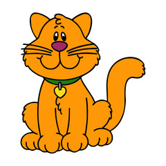 Cat cartoon illustration isolated on white background for children color book