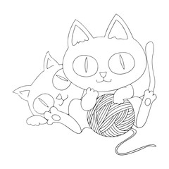 Cat cartoon illustration isolated on white background for children color book