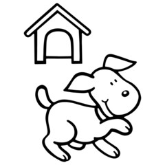 Dog cartoon illustration isolated on white background for children color book