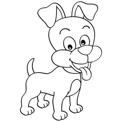 Dog cartoon illustration isolated on white background for children color book