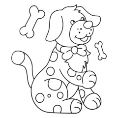 Dog cartoon illustration isolated on white background for children color book