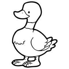 Duck cartoon illustration isolated on white background for children color book
